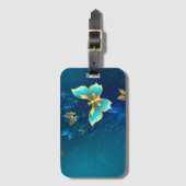 Gouden vlinders op een blauwe achtergrond bagagelabel (Voorkant (verticaal))