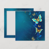 Gouden Vlinders op een Blauwe Achtergrond Bedankkaart (Voorkant / Achterkant)