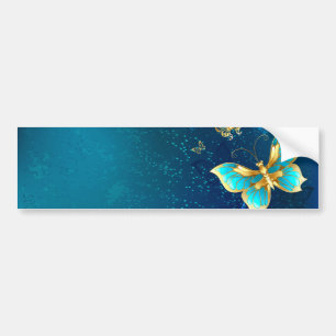 Gouden Vlinders op een Blauwe Achtergrond Bumpersticker