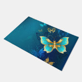 Gouden vlinders op een blauwe achtergrond deurmat (Schuin)