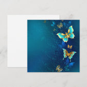 Gouden Vlinders op een Blauwe Achtergrond Feestdagenkaart (Voorkant / Achterkant)