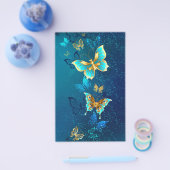 Gouden Vlinders op een Blauwe Achtergrond Flyer (Enkel)