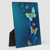 Gouden Vlinders op een Blauwe Achtergrond Fotoplaat (Zijkant)