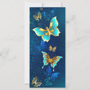 Gouden vlinders op een blauwe achtergrond kaart