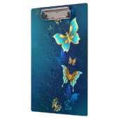 Gouden Vlinders op een Blauwe Achtergrond Klembord (Links)