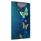Gouden Vlinders op een Blauwe Achtergrond Klembord (Rechts)