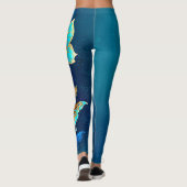 Gouden Vlinders op een Blauwe Achtergrond Leggings (Achterkant)