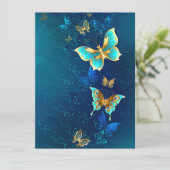 Gouden Vlinders op een Blauwe Achtergrond Menu (Staand voorkant)