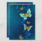 Gouden Vlinders op een Blauwe Achtergrond Menu (Voorkant / Achterkant)