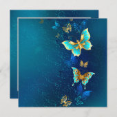 Gouden Vlinders op een Blauwe Achtergrond Menu (Voorkant / Achterkant)