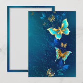 Gouden vlinders op een blauwe achtergrond menu (Voorkant / Achterkant)