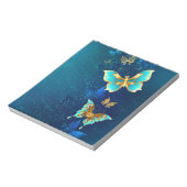 Gouden vlinders op een blauwe achtergrond notitieblok (Linkerzijde)