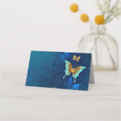 Gouden Vlinders op een Blauwe Achtergrond Plaatskaartje (Achterkant)