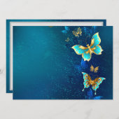 Gouden vlinders op een blauwe achtergrond programmakaart (Voorkant / Achterkant)