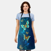 Gouden vlinders op een blauwe achtergrond schort (Gedragen)