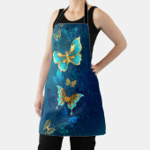 Gouden vlinders op een blauwe achtergrond schort (Insitu)