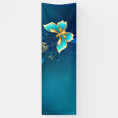 Gouden Vlinders op een Blauwe Achtergrond Spandoek (Verticaal)