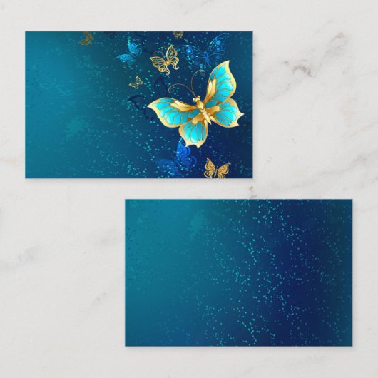 Gouden Vlinders op een Blauwe Achtergrond Visitekaartje (Voorkant / Achterkant)