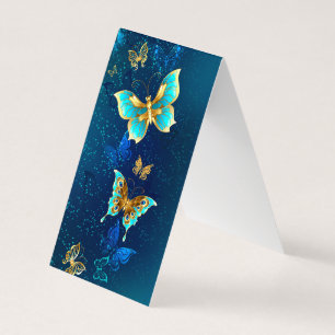 Gouden vlinders op een blauwe achtergrond visitekaartje