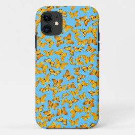 gouden vlinders op Sky Blue iPhone 11 Hoesje