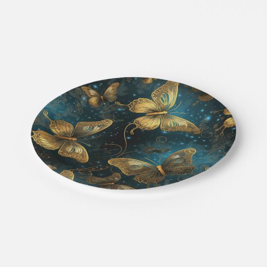 Gouden Vlinders Papieren Borden Papieren Bordje (Gekanteld)
