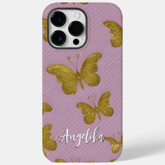 Gouden Vlinders Persoonlijke Naam Case-Mate iPhone Case (Achterkant)