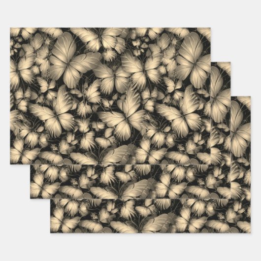 Gouden Vlinders Print Inpakpapier Vel (Set)