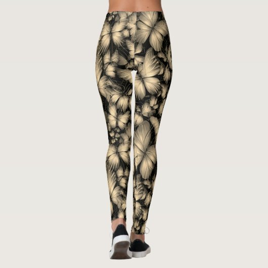 Gouden Vlinders Print Leggings (Achterkant)