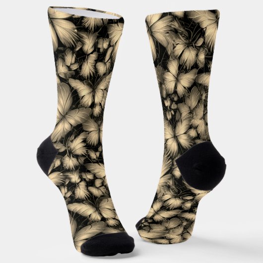 Gouden Vlinders Print Sokken (Gebogen)