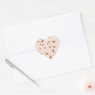 GOUDEN VLINDERS TROUWenveloppe afdichtingen Hart Sticker