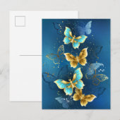 Gouden vlinders uitnodiging briefkaart (Voorkant / Achterkant)