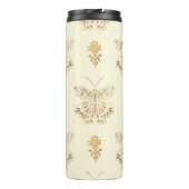 Gouden vlinders, witte naadloze  backgro thermosbeker (Achterkant)