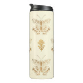 Gouden vlinders, witte naadloze  backgro thermosbeker (Geroteerd rechts)