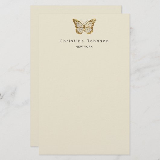gouden vlinderstang briefpapier (Voorkant / Achterkant)