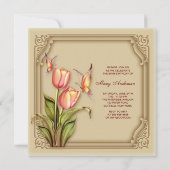 Gouden Vlindertulpen Elegant 60ste Verjaardagsfees Kaart (Achterkant)