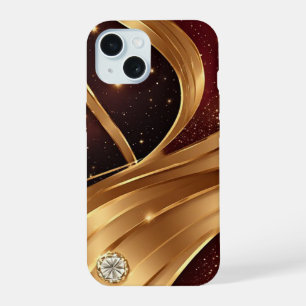 Gouden Vloeiende Rondingen Met Rijke Rode Versieri iPhone 15 Case