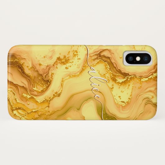 Gouden vloeistof personaliseerbare naam met swashe Case-Mate iPhone case (Achterkant (horizontaal))