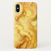 Gouden vloeistof personaliseerbare naam met swashe Case-Mate iPhone case (Achterkant)