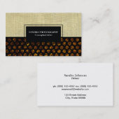 Gouden vlok polkadots jute textuur visitekaartje (Voorkant / Achterkant)