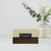 Gouden vlok polkadots jute textuur visitekaartje (Staand voorkant)