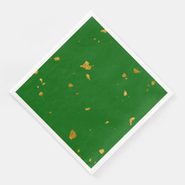 Gouden vlokken en smaragdgroen servet