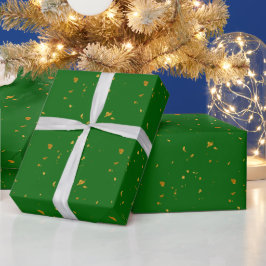 Gouden vlokken op Smaragdgroen Cadeaupapier