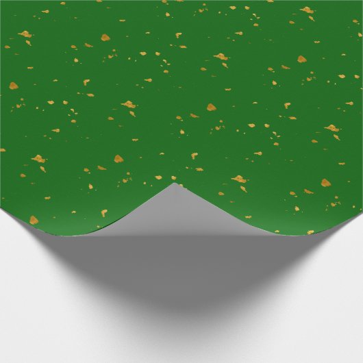Gouden vlokken op Smaragdgroen Cadeaupapier (Hoek)