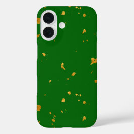 Gouden vlokken op Smaragdgroen iPhone 16 Hoesje