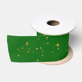 Gouden vlokken op Smaragdgroen Satijnen Lint