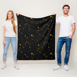 Gouden vlokken zwart fleece deken