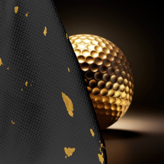 Gouden vlokken zwart golfhanddoek