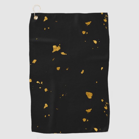 Gouden vlokken zwart golfhanddoek (Voorkant)