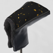 Gouden vlokken zwart golfheadcover (3/4 voorkant)