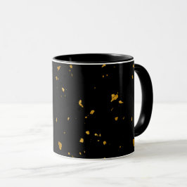 Gouden vlokken zwart mok